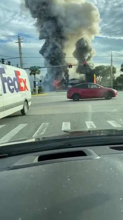Car crashed into a fireworks shop in Florida.