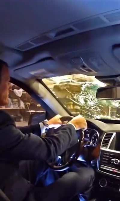 Testing bulletproof glass on a car windshield