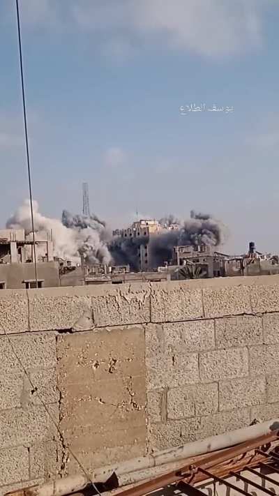 Israeli Air Force hit the sixth floor of Ein Goliath Tower Nr. 6 with two precise strikes, Nuseirat, central Gaza