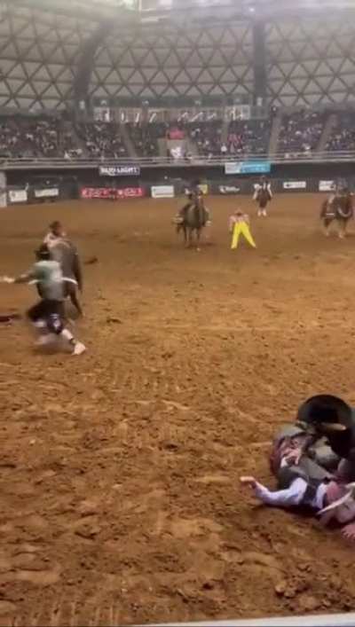 Father jumps on unconscious son to prevent him from being gored. This is the video I meant to post. Sorry I’m an idiot.