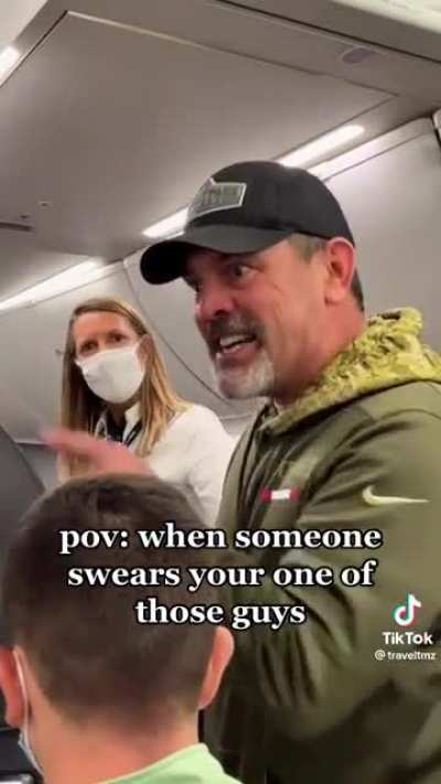 Showing off some crazy eyes before getting kicked off the flight