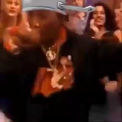 He is spitting