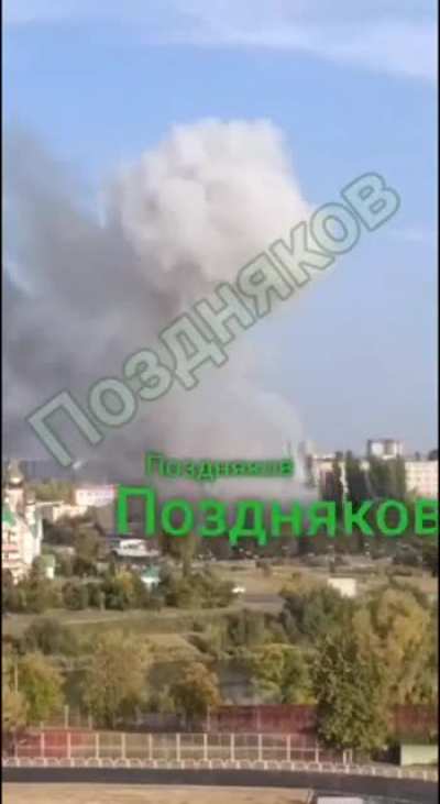 According to Russian channels Ukraine has hit an ammo depot in the city of Kurchatov, Kursk Oblast a few kms away from the NPP, secondary explosions can be heard [October 2024]