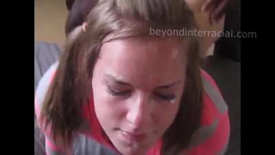 Very hot girl is deepthroating a dick while getting nailed from behind