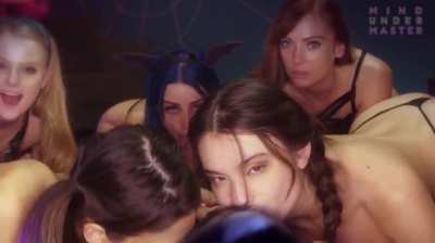 5 girls hypnotized into a Halloween harem