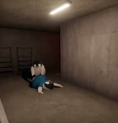 Nothing to see here! Just a penguin and their sleepy friend