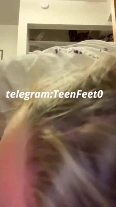 Girl worships her friends feet