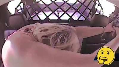 A woman being detained in a police car opens fire with AR-15