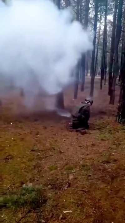 Russian doing demining of anti-personnel mines 