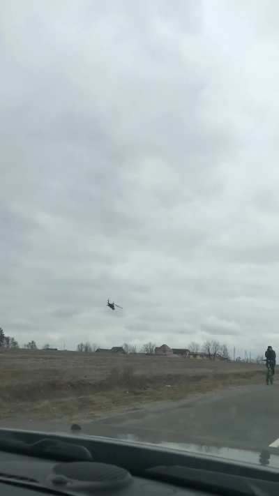Russian helicopters flying to Hostomel on the beginning of the war