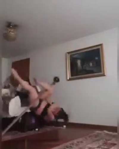 Watch mom I can pole dancing in the living room