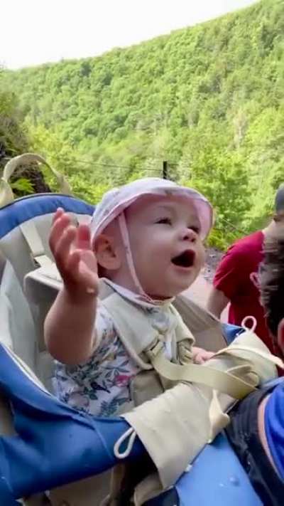 Seeing her first waterfall