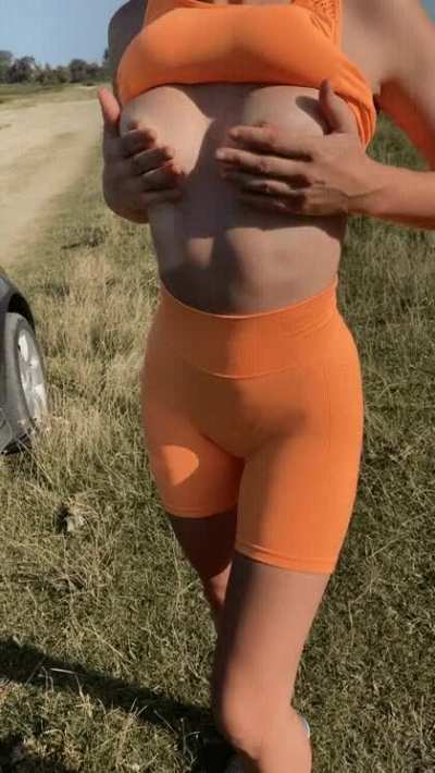 Flashing my fit body outdoor