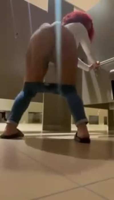 Public bathroom clap booty