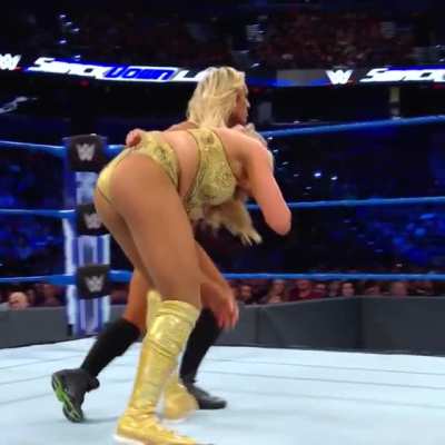 Carmella getting payback for the divas Charlotte gave wedgies too
