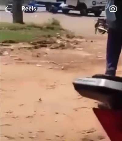 Driving too close to a helicopter that's just landed