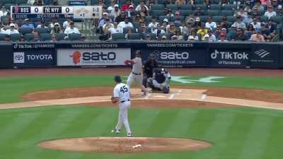 Cole manages to strike out Devers with a 99 mph whiff on the corner!