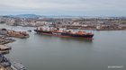 Container ship at the Howard Terminal in Oakland, kudos to these tug operators [OC]