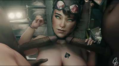 Catwoman bondage fousome interracial (horizental V ) (GeneralButch) [DC]