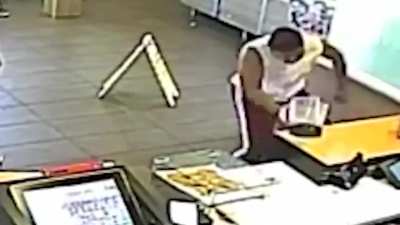 A McDonald's manager threw a blender at a customer for throwing food.