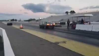 Ran a 10.98 earlier that night. Car threw a CEL on this pass and the Tesla passed me. Misfire due to plugs too hot.