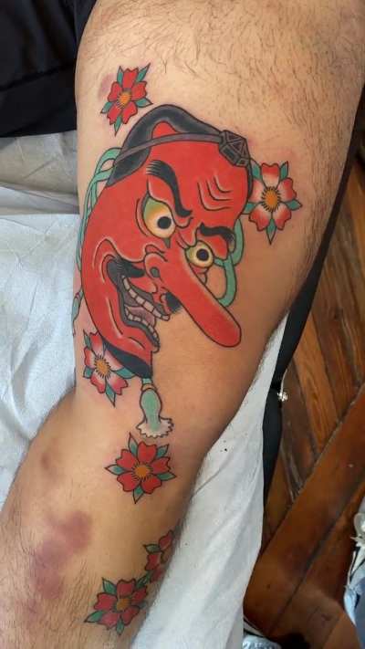 Tengu mask for a leg sleeve. @keep.well Philadelphia 