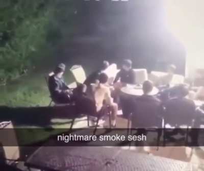 Officer just appears out of the bushes to crash these kids smoke sesh..