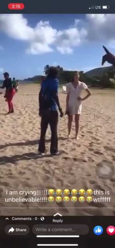 The Ultimate Karen… tourist visiting an island and demands the local children to stop training on the beach so she can relax and calls the cops…