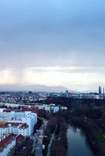 Afternoon rain coming in over Vienna