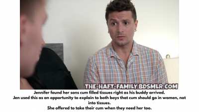 Mom finds sons cum rags, gives him and his friend a better place to nut
