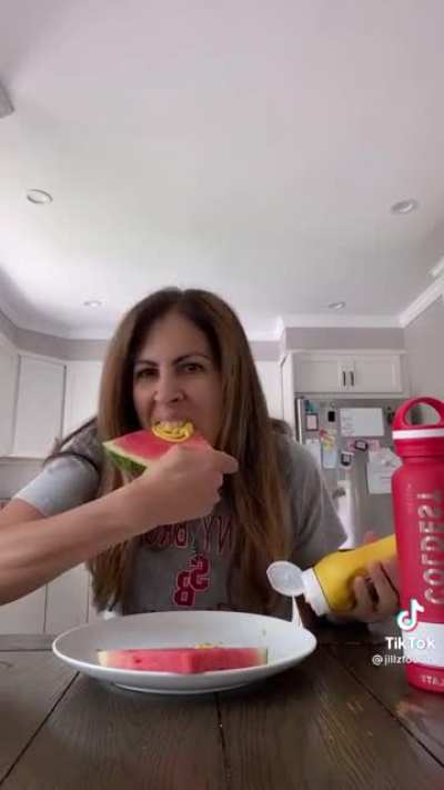 food cringe and some exaggerated reactions thrown together. kind of a mess.