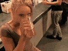 Hot chick in a bar shows everything