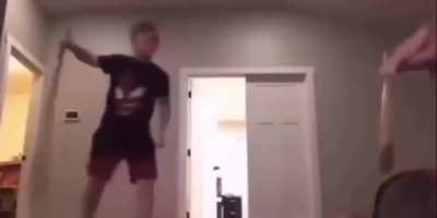 Two boys dueling