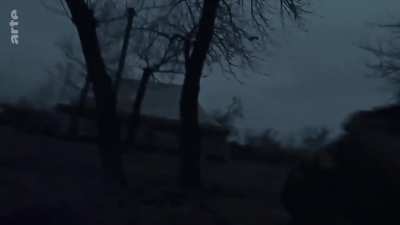 French-German ARTE channel showing intensive combat footage of a Ukrainian raid across the Dnieper