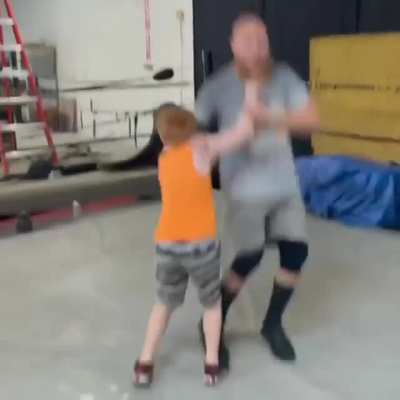 I took my kids to the gym where I’ve trained for professional wrestling for the last 16 years. My oldest is a natural and my youngest is a true heel.