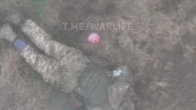 VOG grenade dropped dropper drone Inflicted casualty Russian soldier. Pokrovsky direction. Date unknown