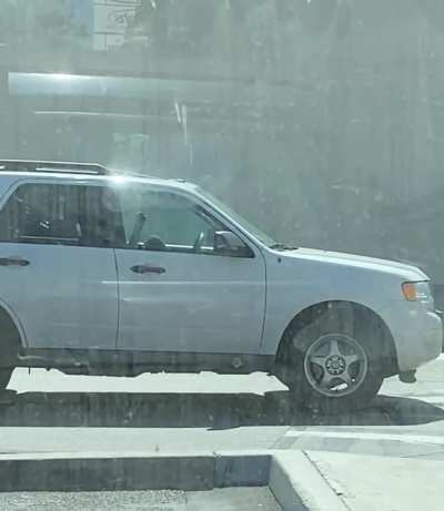 He almost ran someone over, almost hit the car in front of him, then this…