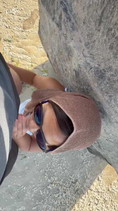 Beach blowjob