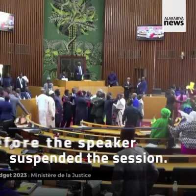 Lawmakers brawl, throw chairs after male MP slaps female politician in Senegalese parliament. Opposition lawmakers said they would oppose any resumption of parliament work until the female MP apologizes for her remarks.