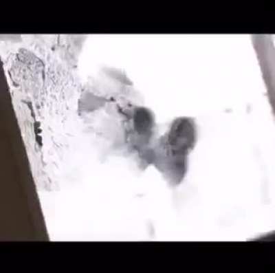 Why is there a white van outside?