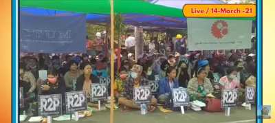 Protestors in Myanmar chanting 