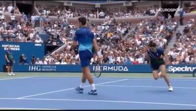 The ball girl was running for her life!