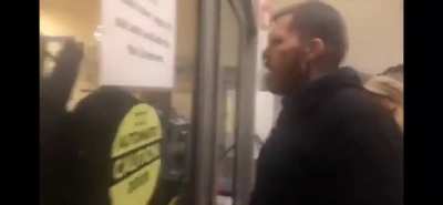 Anti-maskers denied entry into hospital by police, guy takes entire mouthful of mace and spits it out