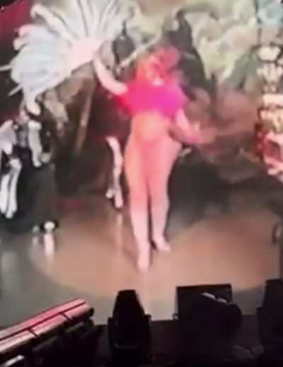 Showing off in a pink thong