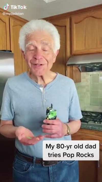 80yr old tries Pop Rocks for the first time and goes from 0-100 in 10 seconds