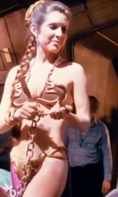 Carrie Fisher on the set of Star Wars: Return of the Jedi, 1983.