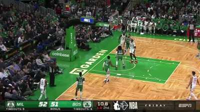 [Highlight] Jrue Holiday throws a skip pass to George Hill in the corner who then hits a leaning three