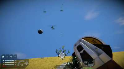 My friends first attempt flying a ship he made.