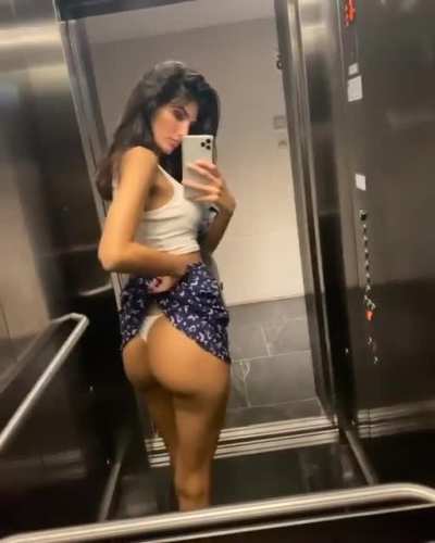 Having fun in the elevator