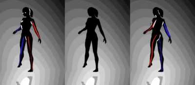 Shift your focus from left to right. If you focus in the middle long enough you'll see her turning both ways simultaneously.